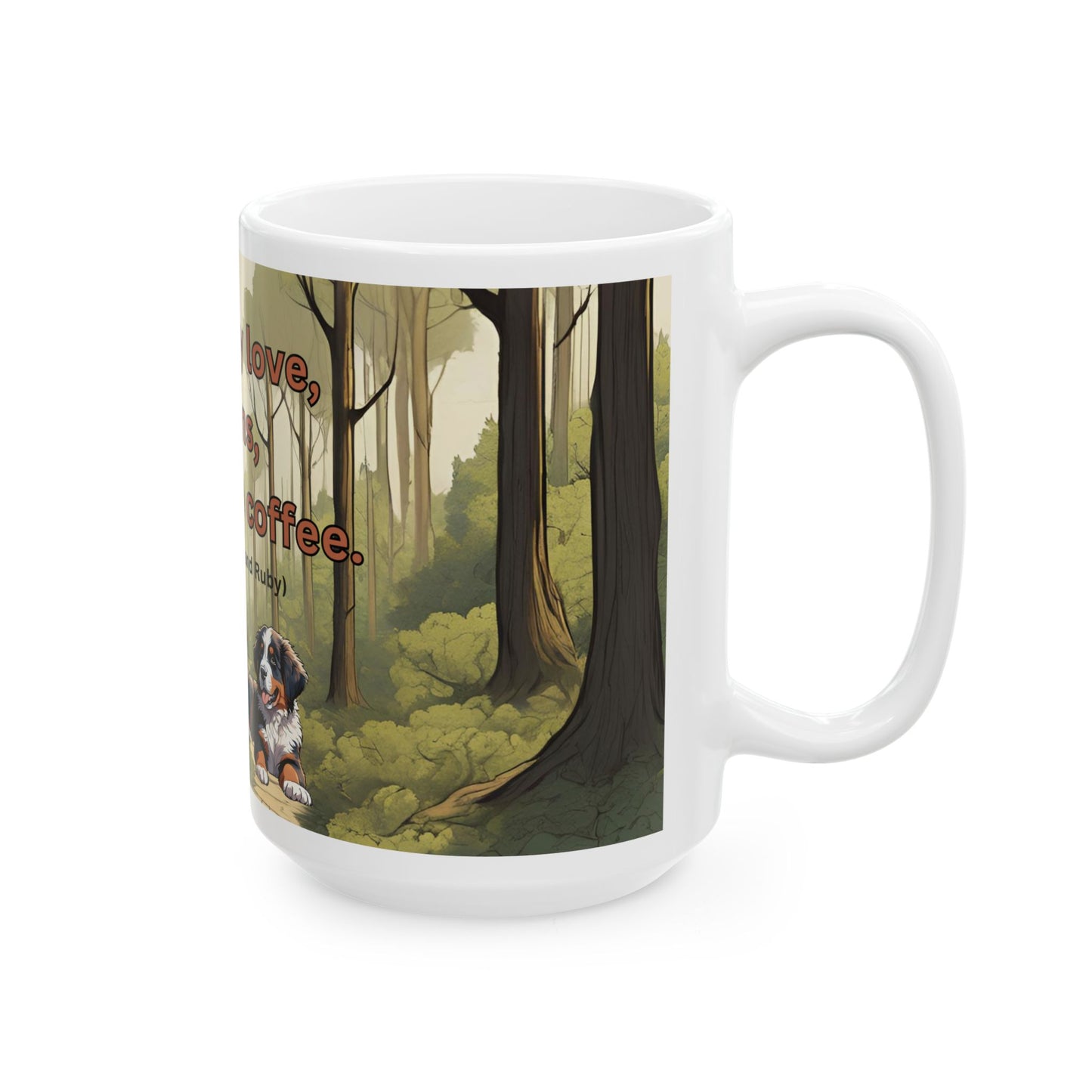 Ceramic Mug, "Fueled by Love, Lessons, and a Little Coffee" quote from George and Ruby book series, Teacher or Counselor Gift, 11oz, 15oz