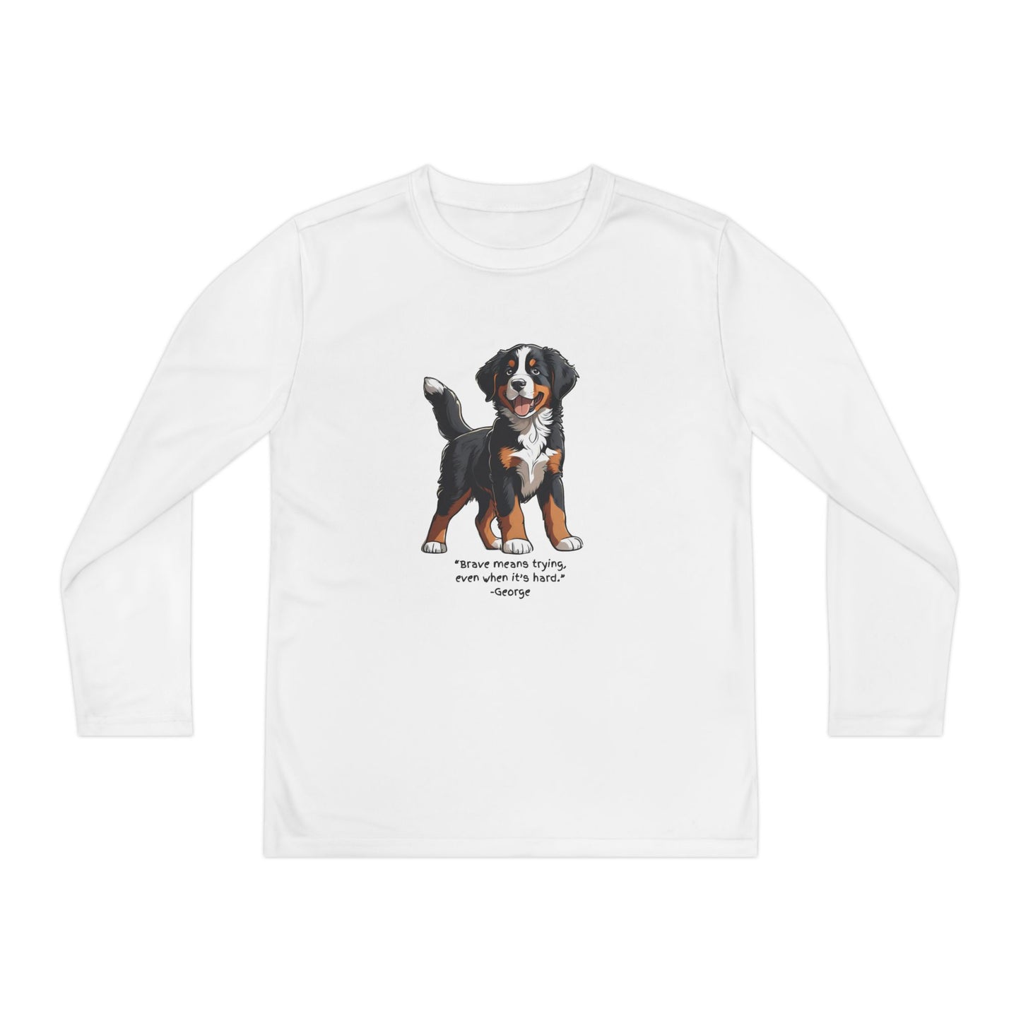 Youth Long Sleeve Tee, Featuring George from The Adventures of George and Ruby Book Series, SEL, Brave Quote