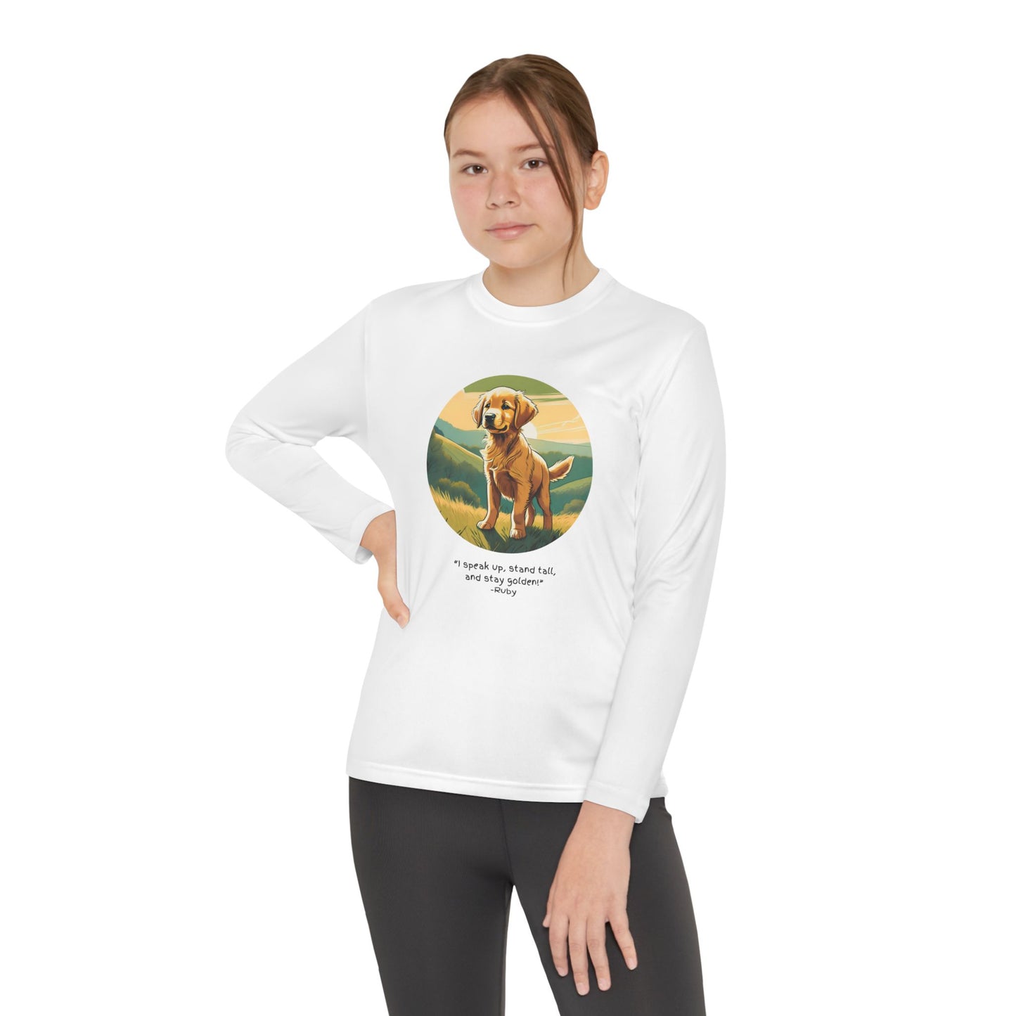 Youth Long Sleeve Tee, Stay Golden Quote, The Adventures of George and Ruby Book Series, SEL, Inspirational Shirt, Kids Apparel