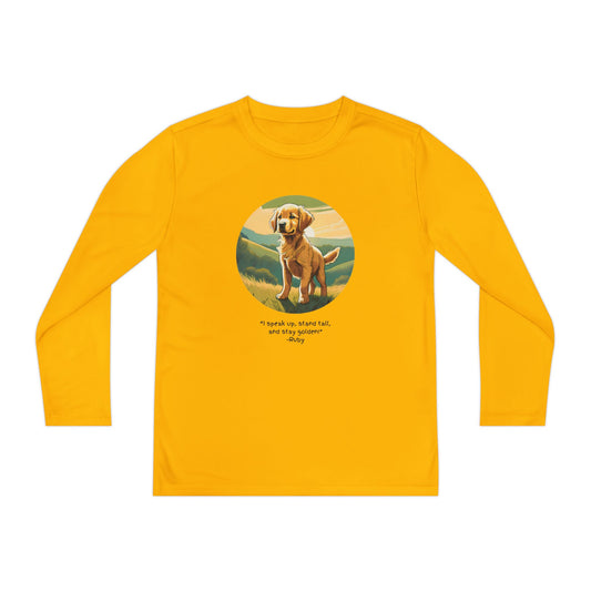 Youth Long Sleeve Tee, Stay Golden Quote, The Adventures of George and Ruby Book Series, SEL, Inspirational Shirt, Kids Apparel