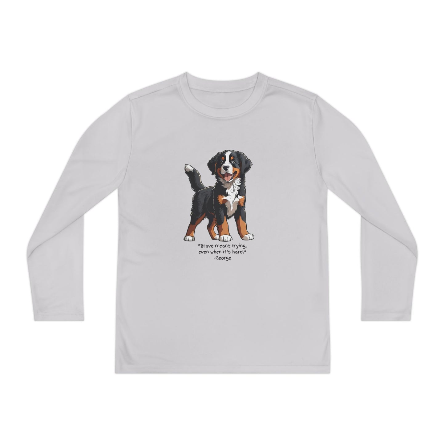 Youth Long Sleeve Tee, Featuring George from The Adventures of George and Ruby Book Series, SEL, Brave Quote