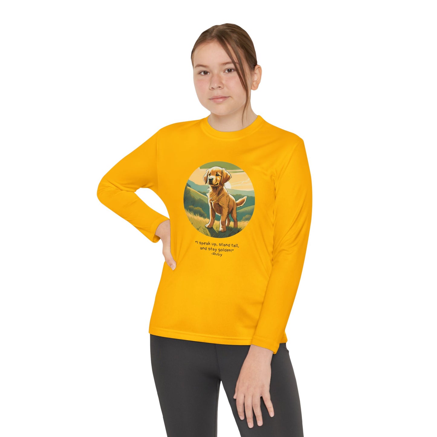 Youth Long Sleeve Tee, Stay Golden Quote, The Adventures of George and Ruby Book Series, SEL, Inspirational Shirt, Kids Apparel