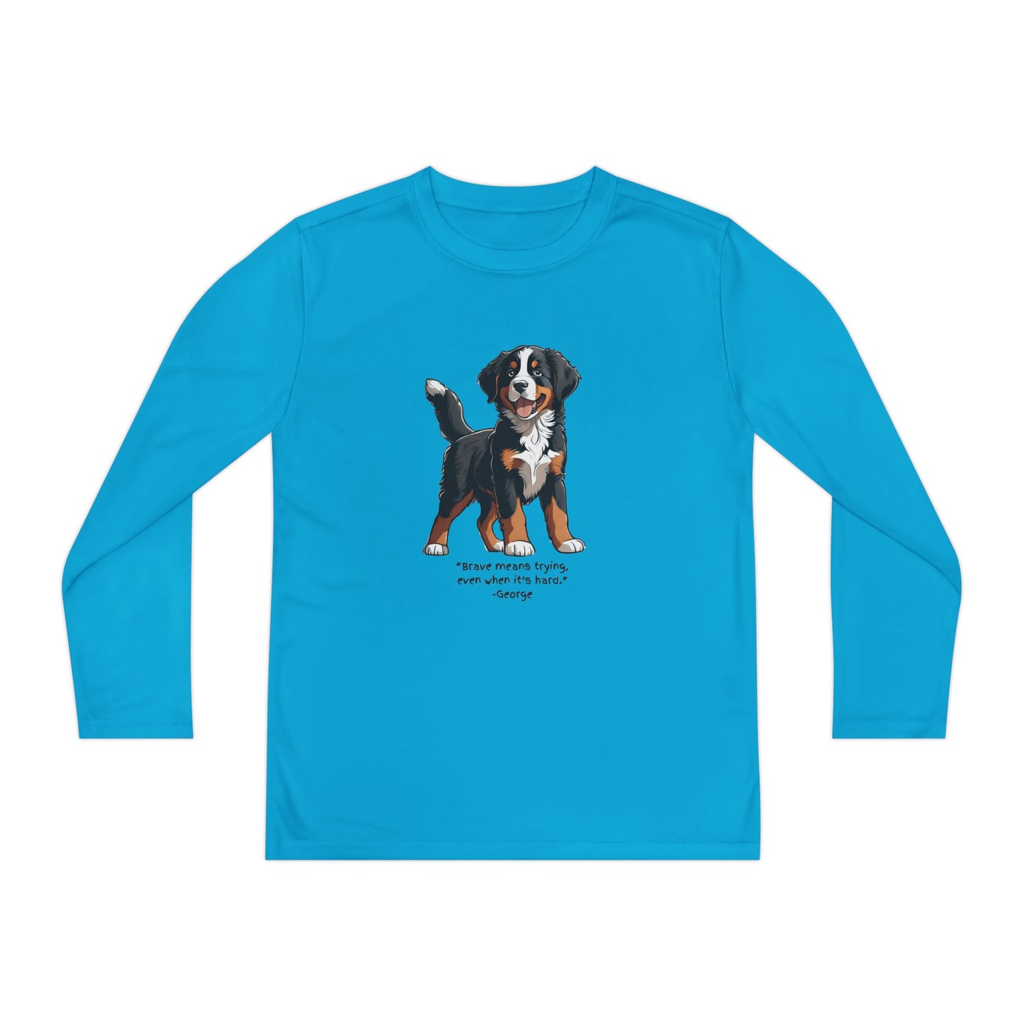 Youth Long Sleeve Tee, Featuring George from The Adventures of George and Ruby Book Series, SEL, Brave Quote